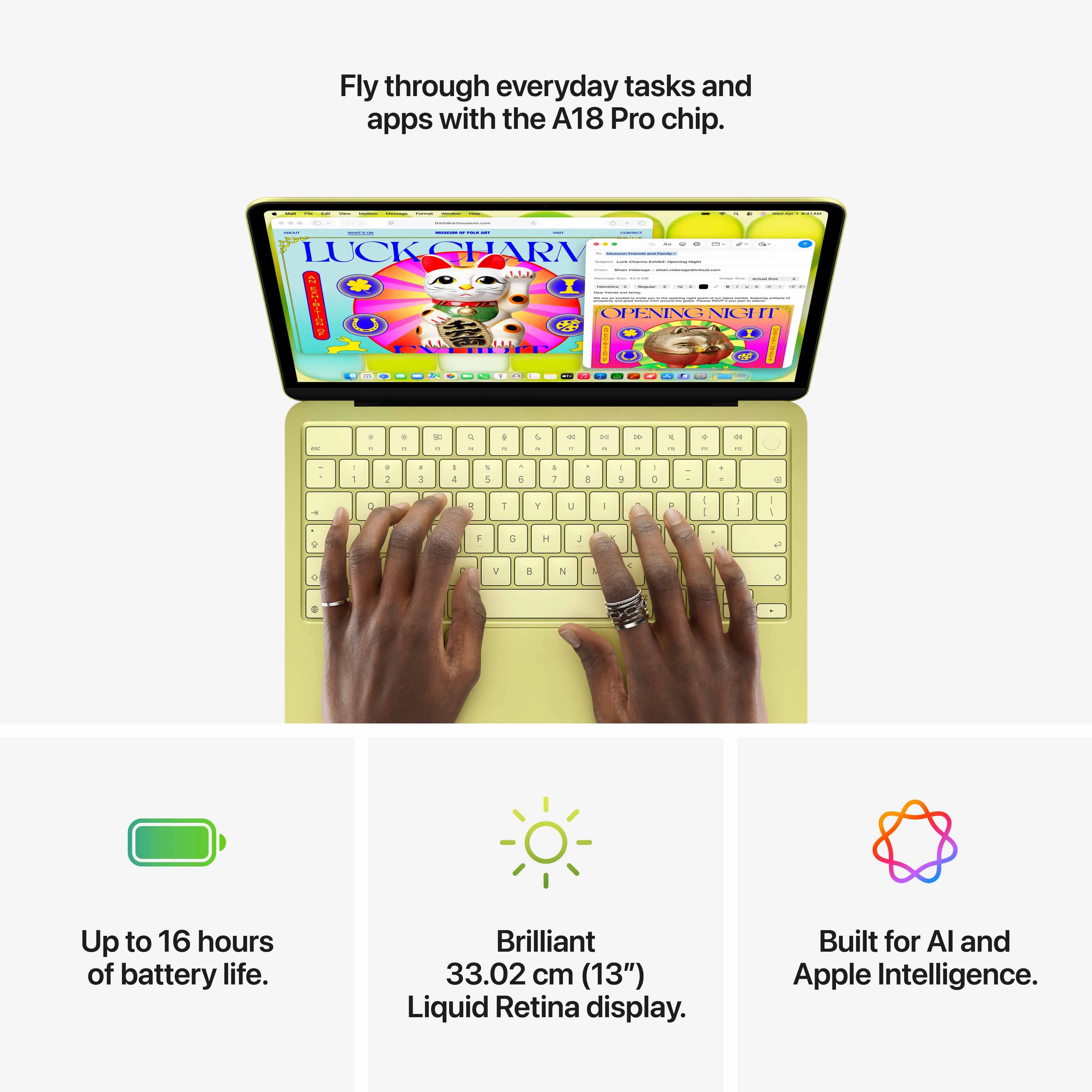13-inch MacBook Neo: Apple A18 Pro chip with 6‑core CPU and 5‑core GPU, Magic Keyboard with Touch ID, 512GB SSD - Citrus - Image 9