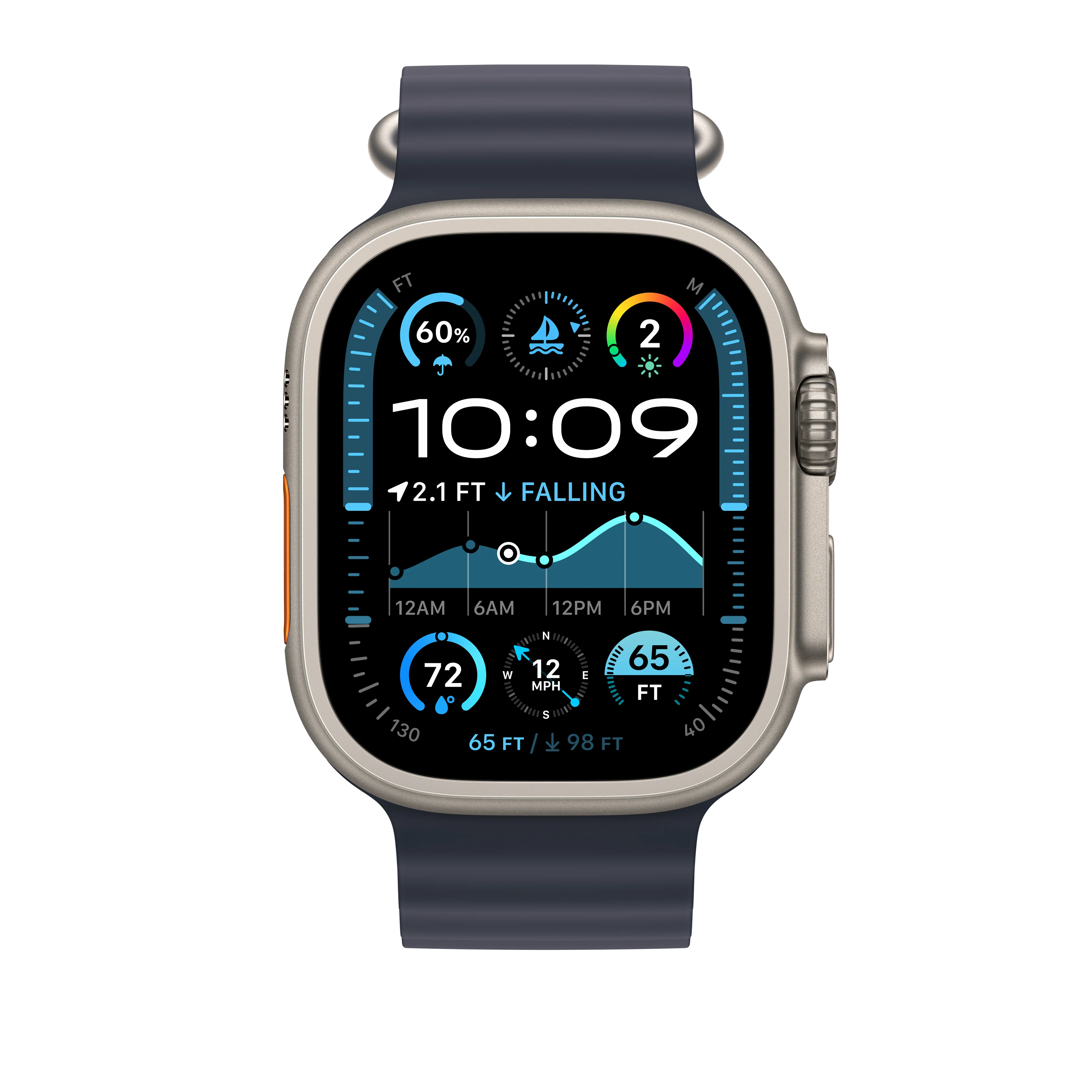 49mm Navy Ocean Band - Natural Titanium Finish - Image 3
