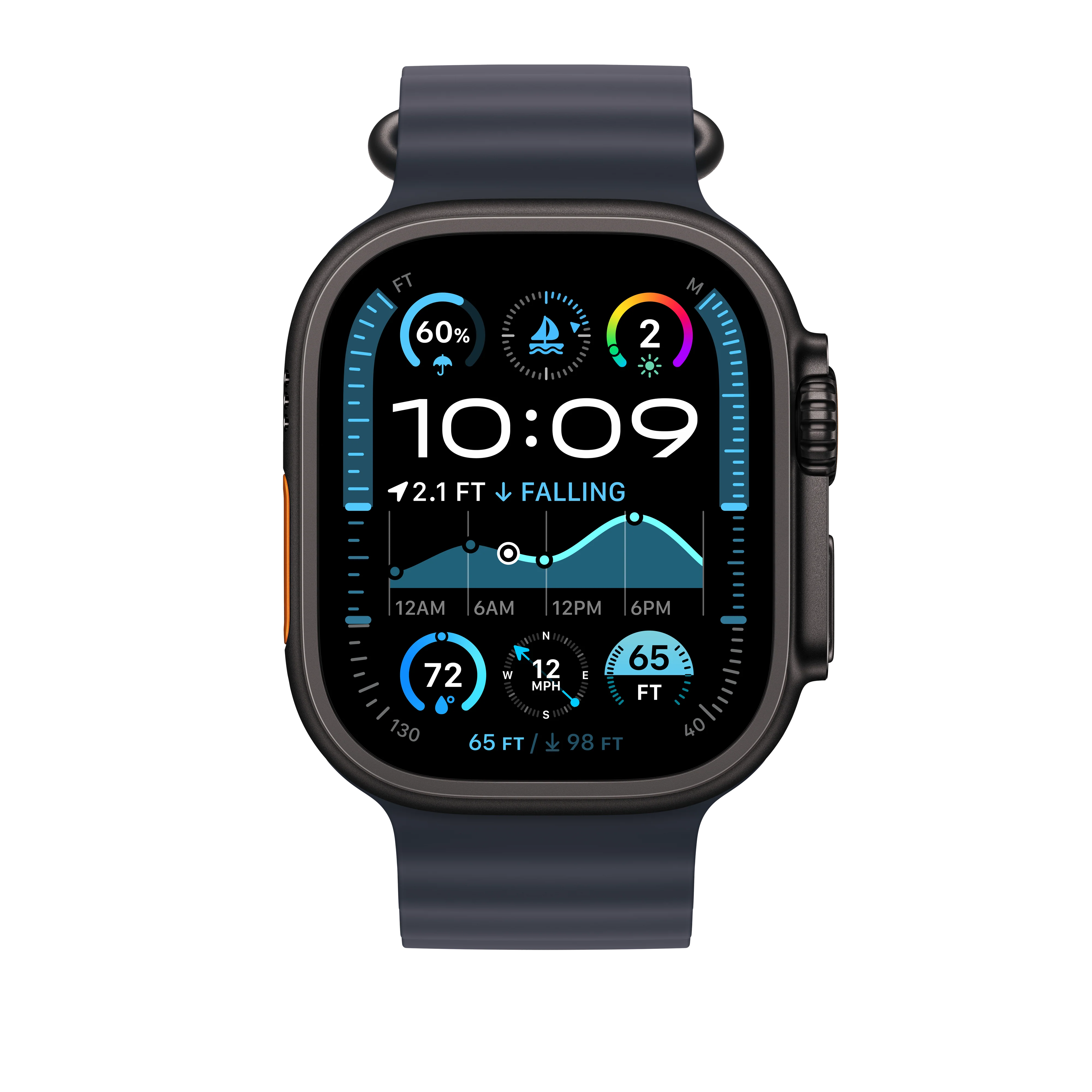49mm Navy Ocean Band - Black Titanium Finish - Image 3