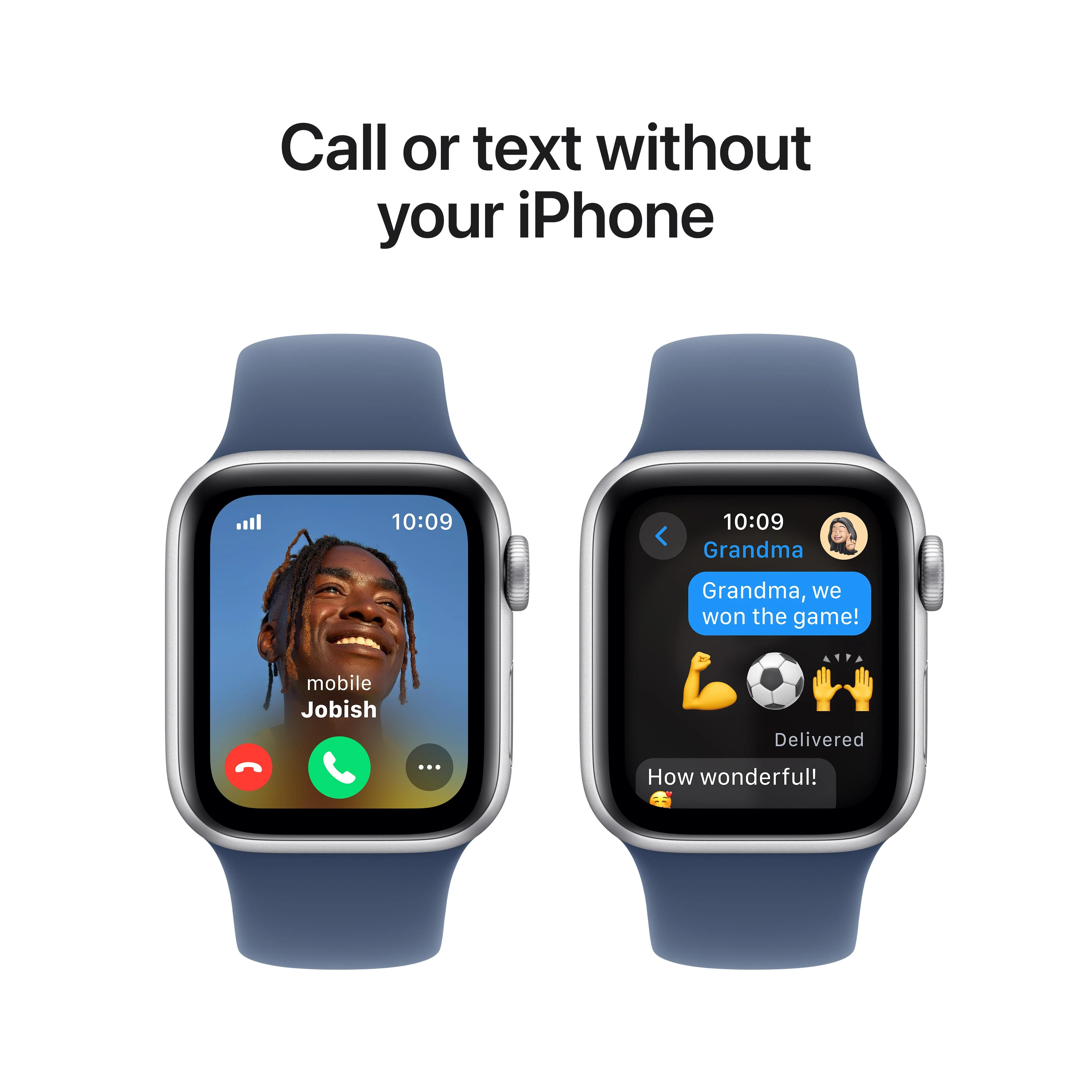 Apple Watch SE GPS + Cellular 40mm Silver Aluminium Case with Denim Sport Band - S/M - Image 4