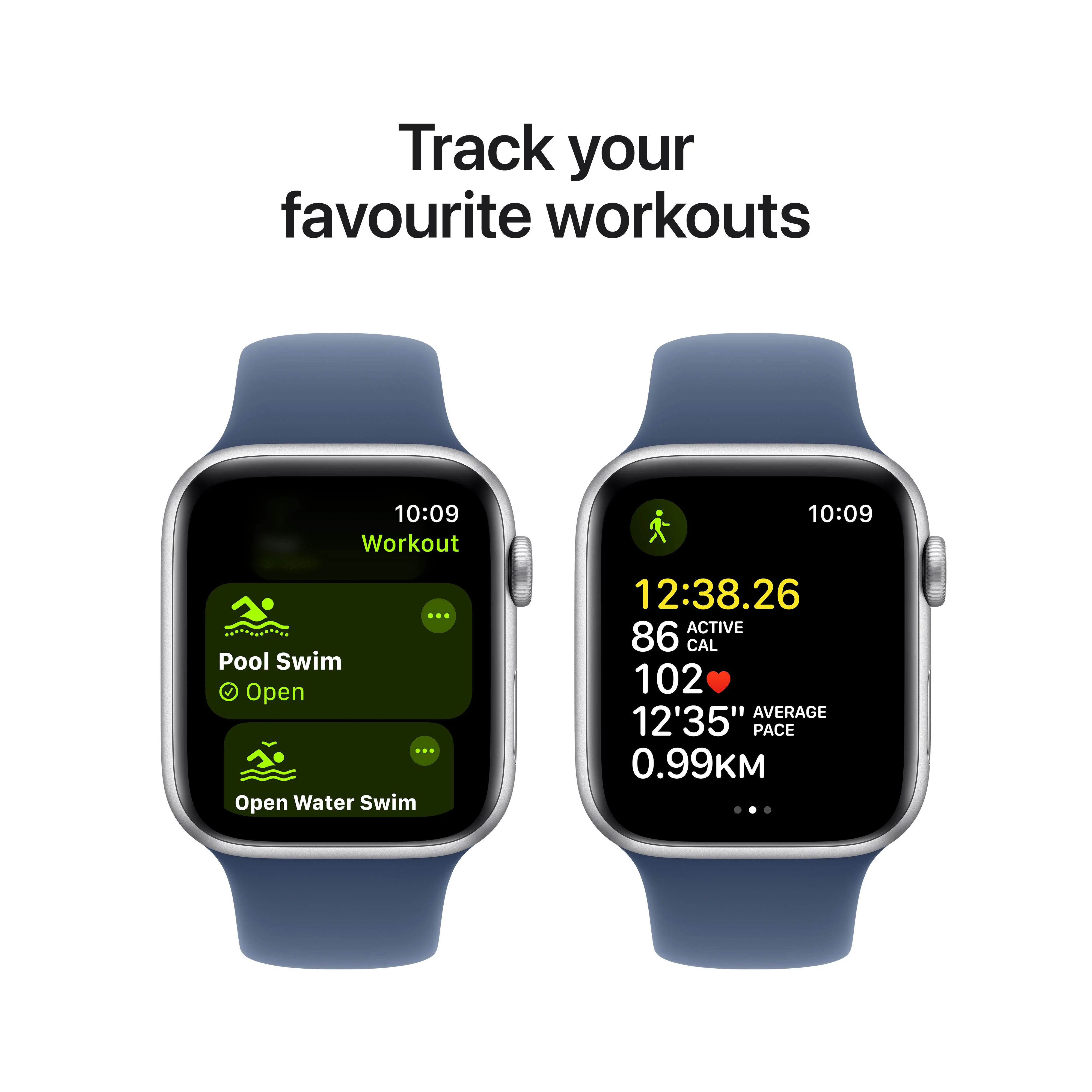 Apple Watch SE GPS + Cellular 44mm Silver Aluminium Case with Denim Sport Band - S/M - Image 6