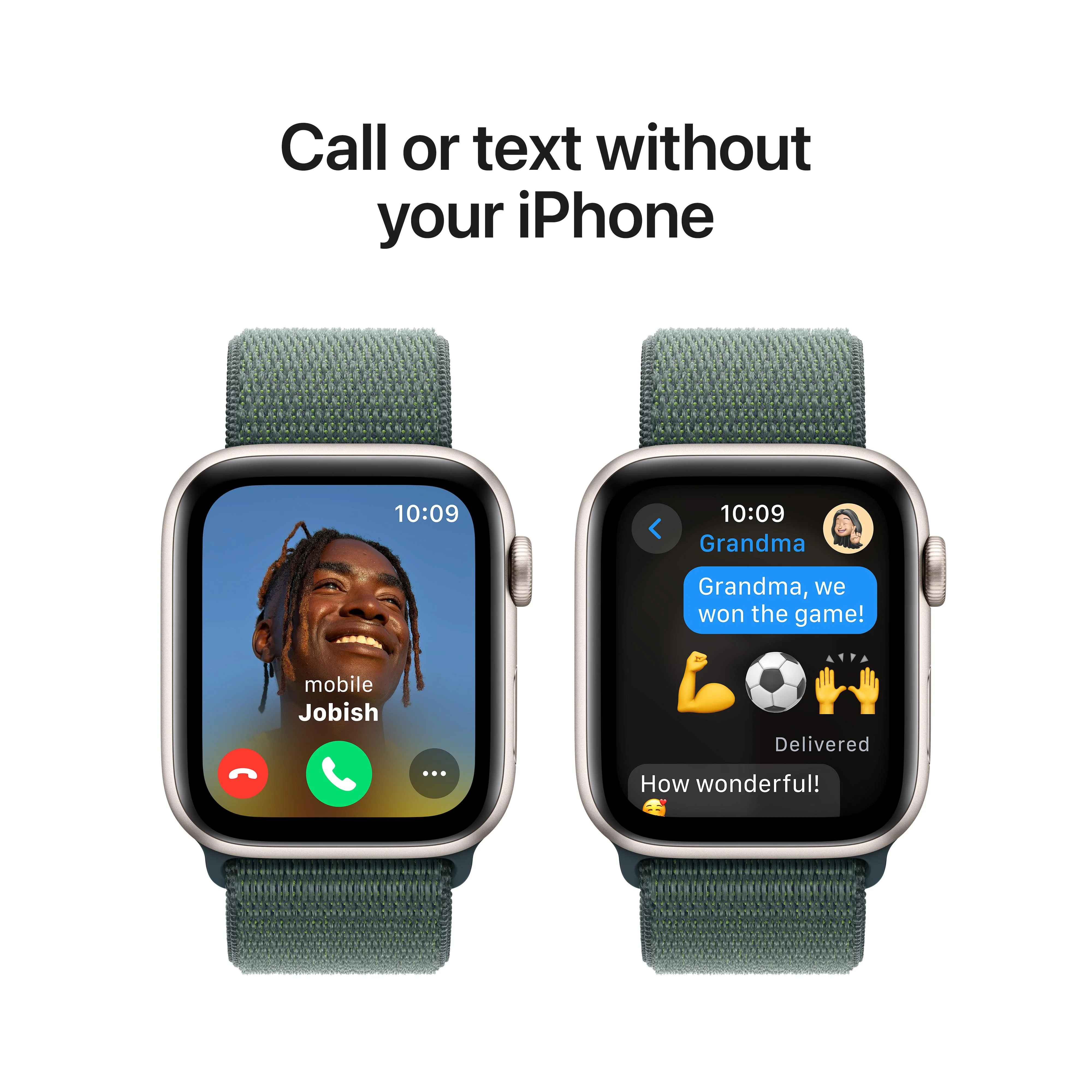 Apple Watch SE GPS 44mm Starlight Aluminium Case with Lake Green Sport Loop - Image 4