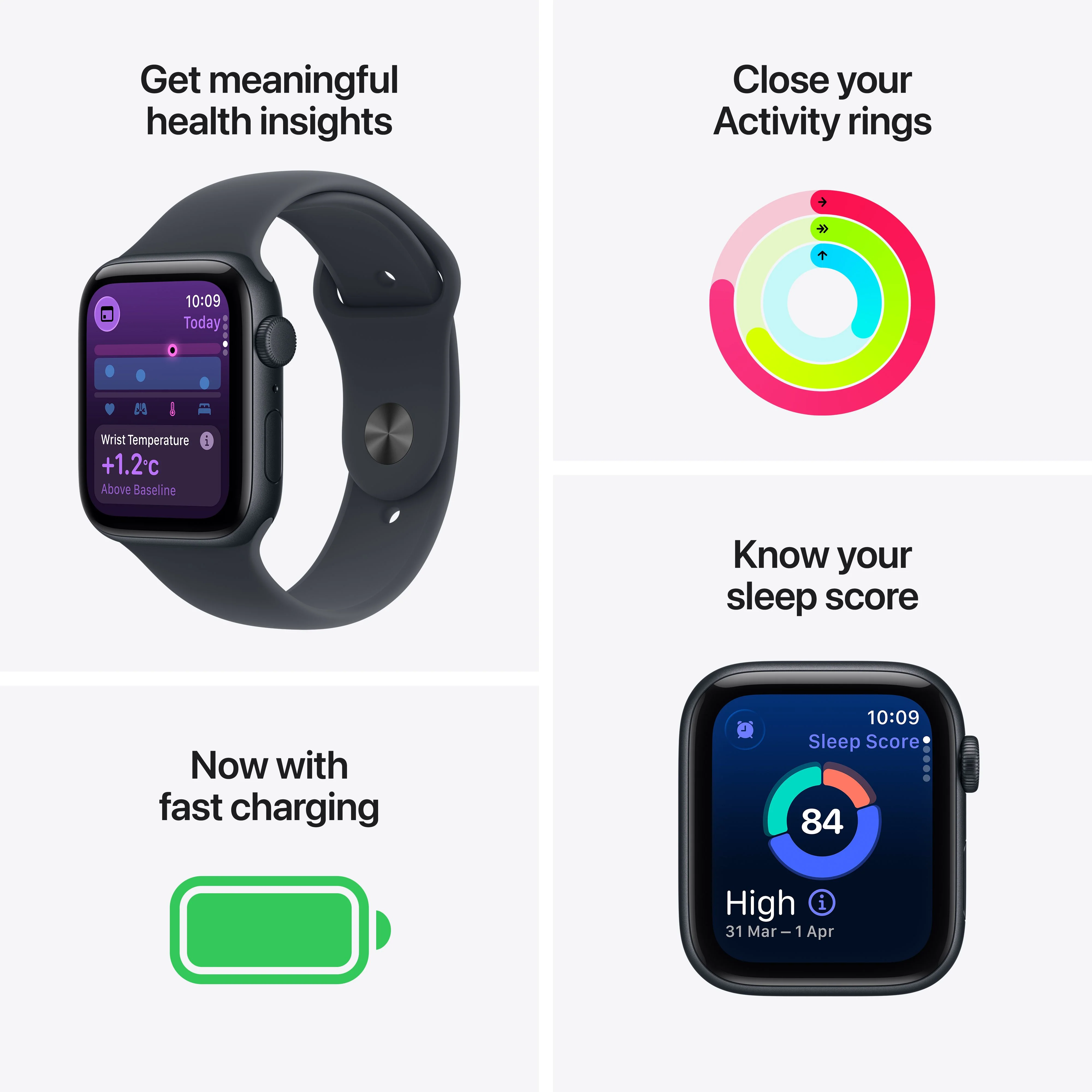 Apple Watch SE 3 GPS 44mm Starlight Aluminium Case with Starlight Sport Band - M/L - Image 3