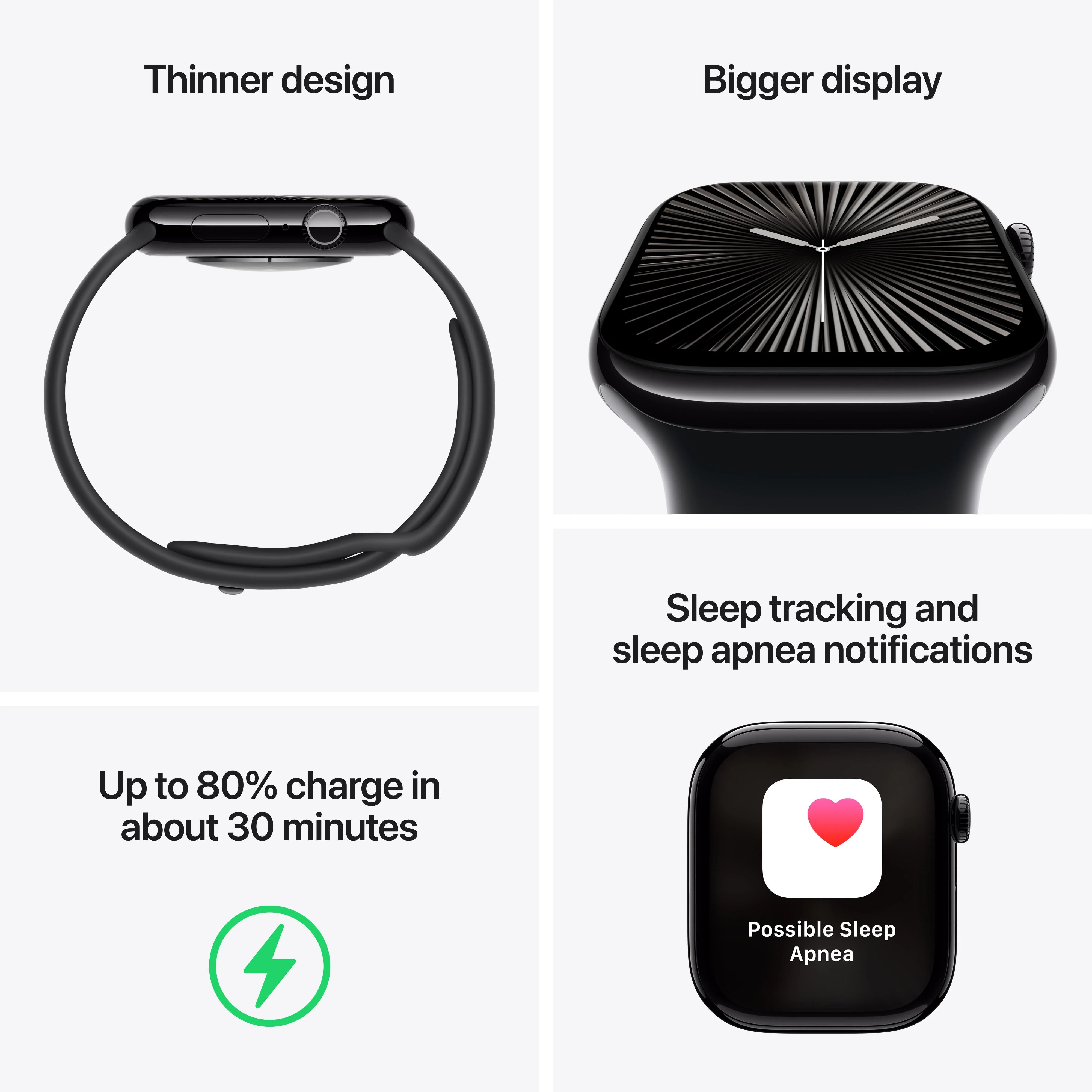 Apple Watch Series 10 GPS + Cellular 46mm Slate Titanium Case with Black Sport Band - M/L - Image 3