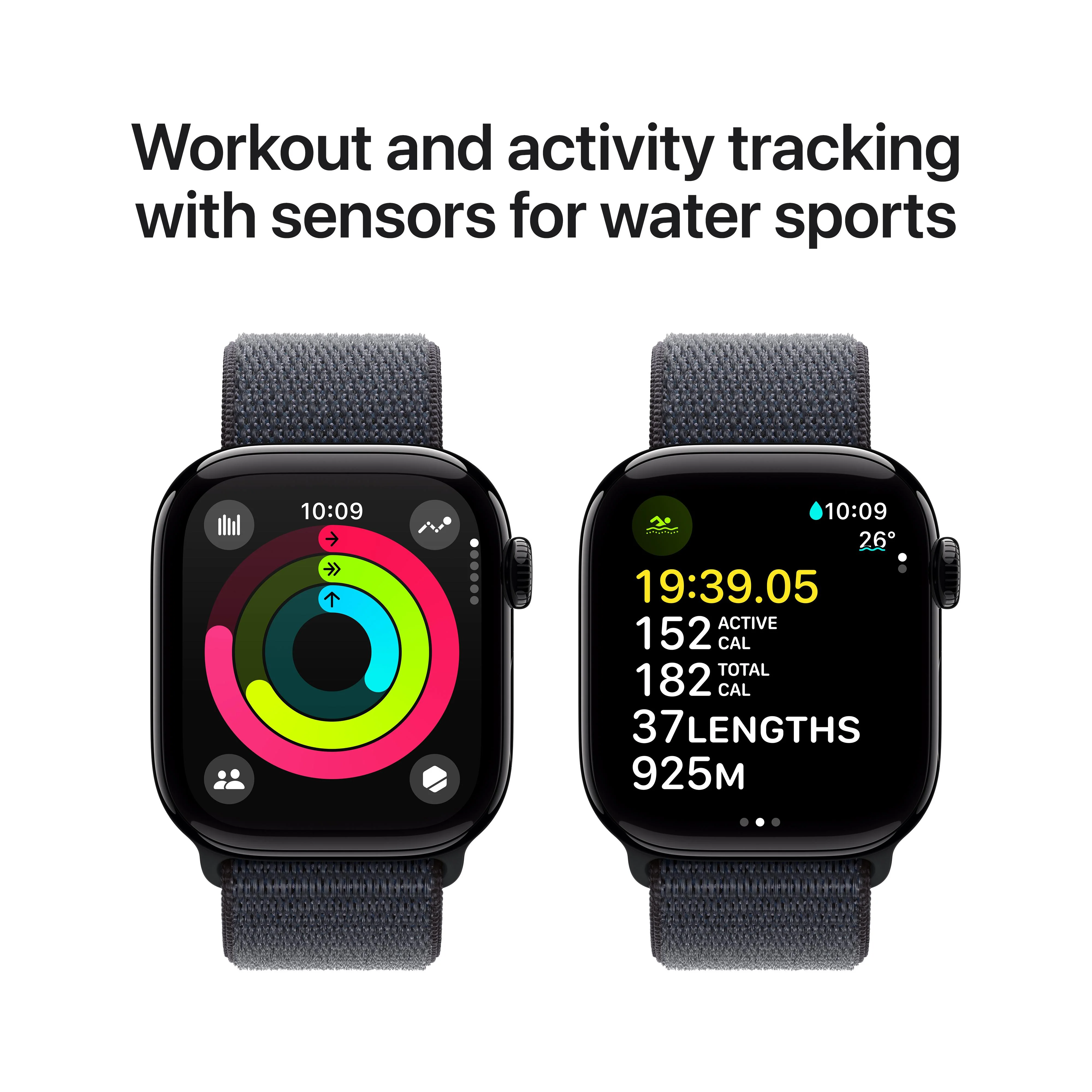 Apple Watch Series 10 GPS 42mm Jet Black Aluminium Case with Ink Sport Loop - Image 4