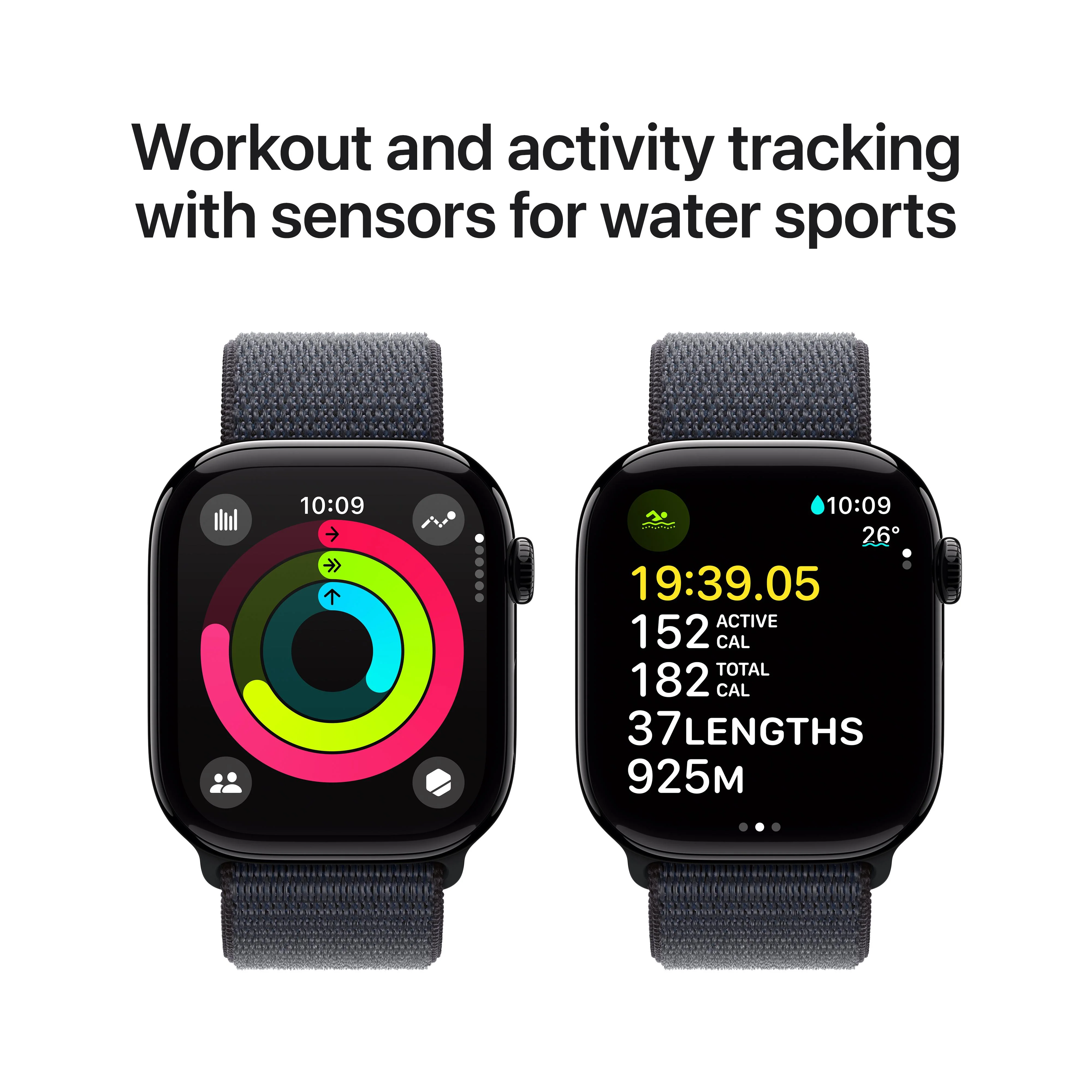 Apple Watch Series 10 GPS 46mm Jet Black Aluminium Case with Ink Sport Loop - Image 4