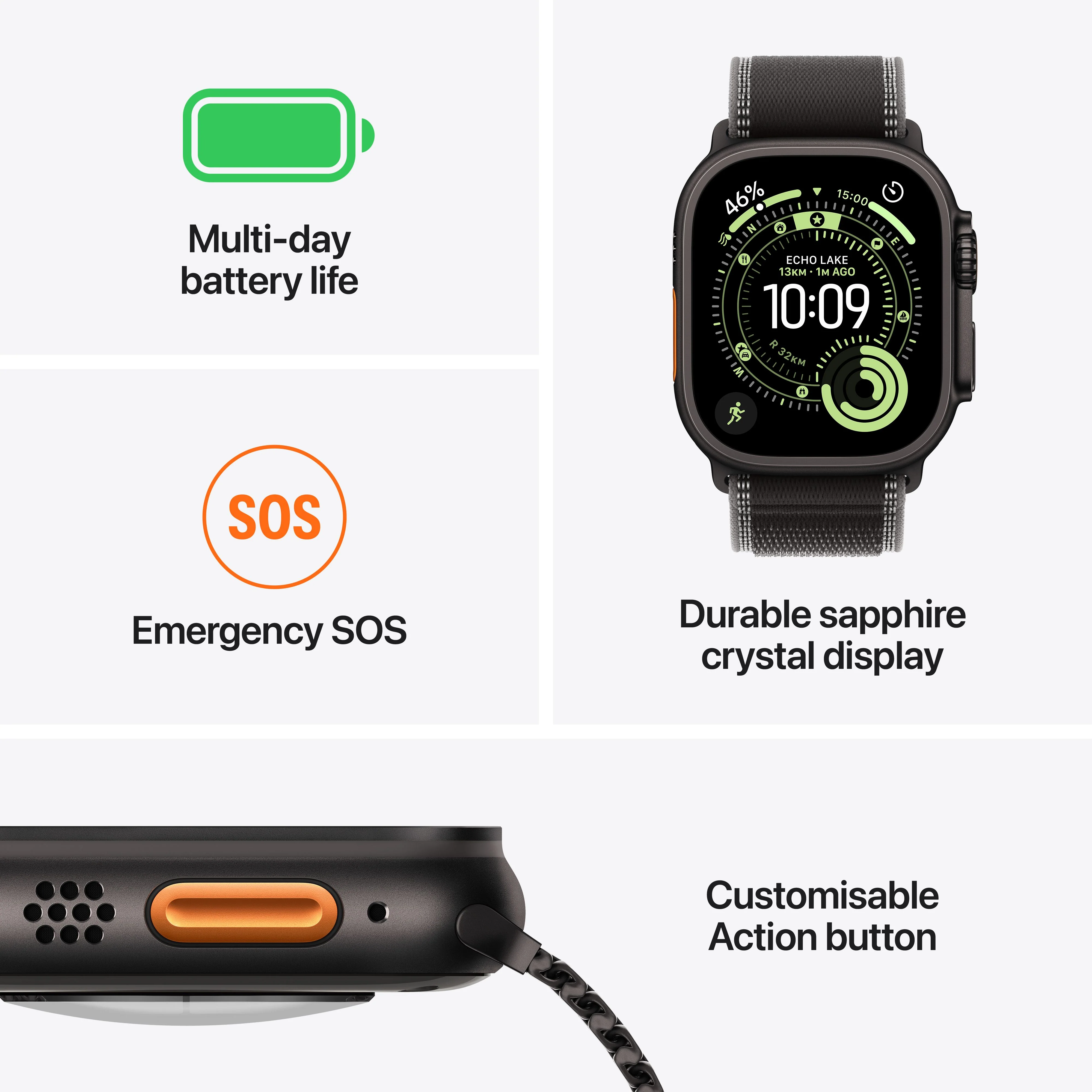 Apple Watch Ultra 3 GPS + Cellular 49mm Natural Titanium Case with Light Blue Alpine Loop - Medium - Image 3