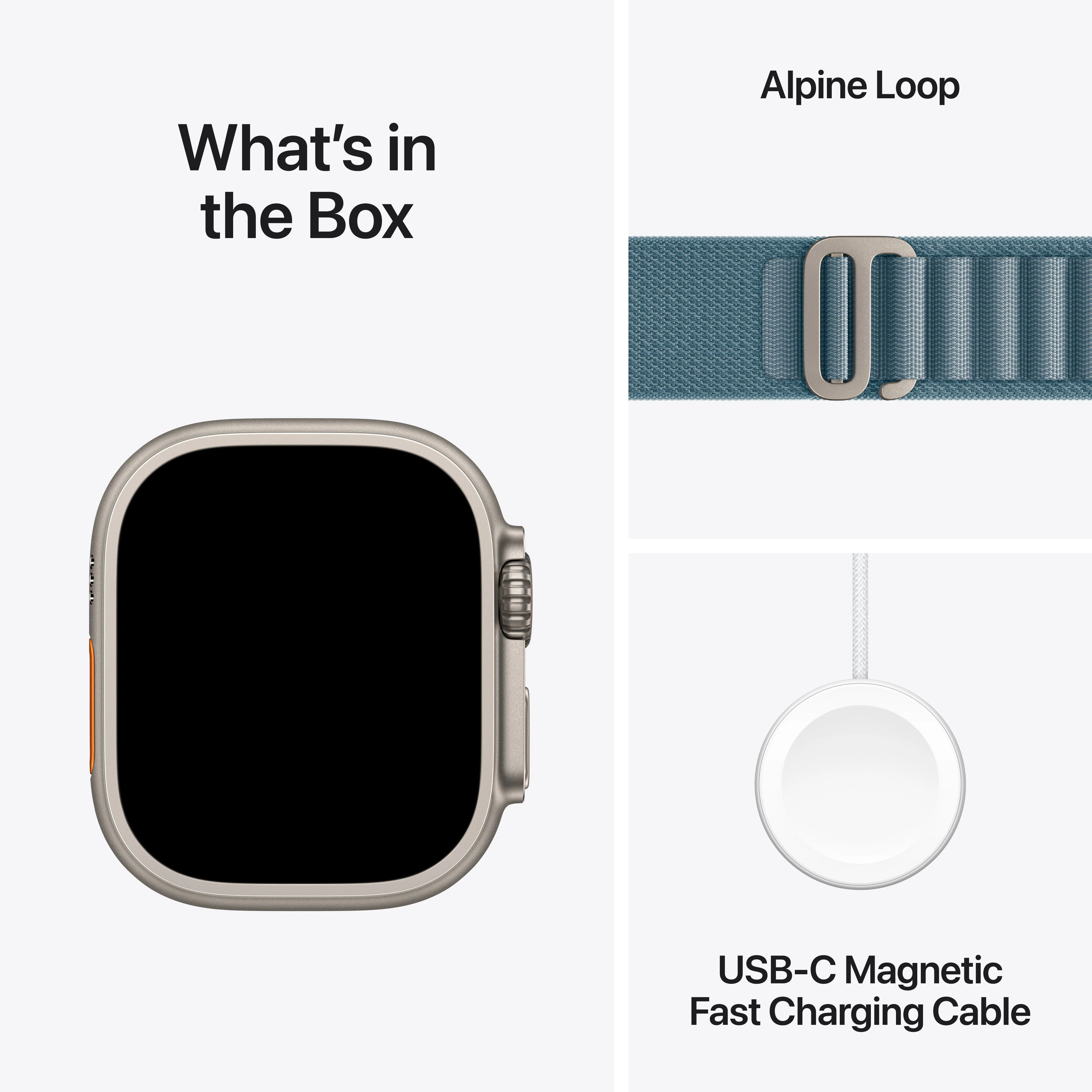 Apple Watch Ultra 3 GPS + Cellular 49mm Natural Titanium Case with Light Blue Alpine Loop - Medium - Image 9
