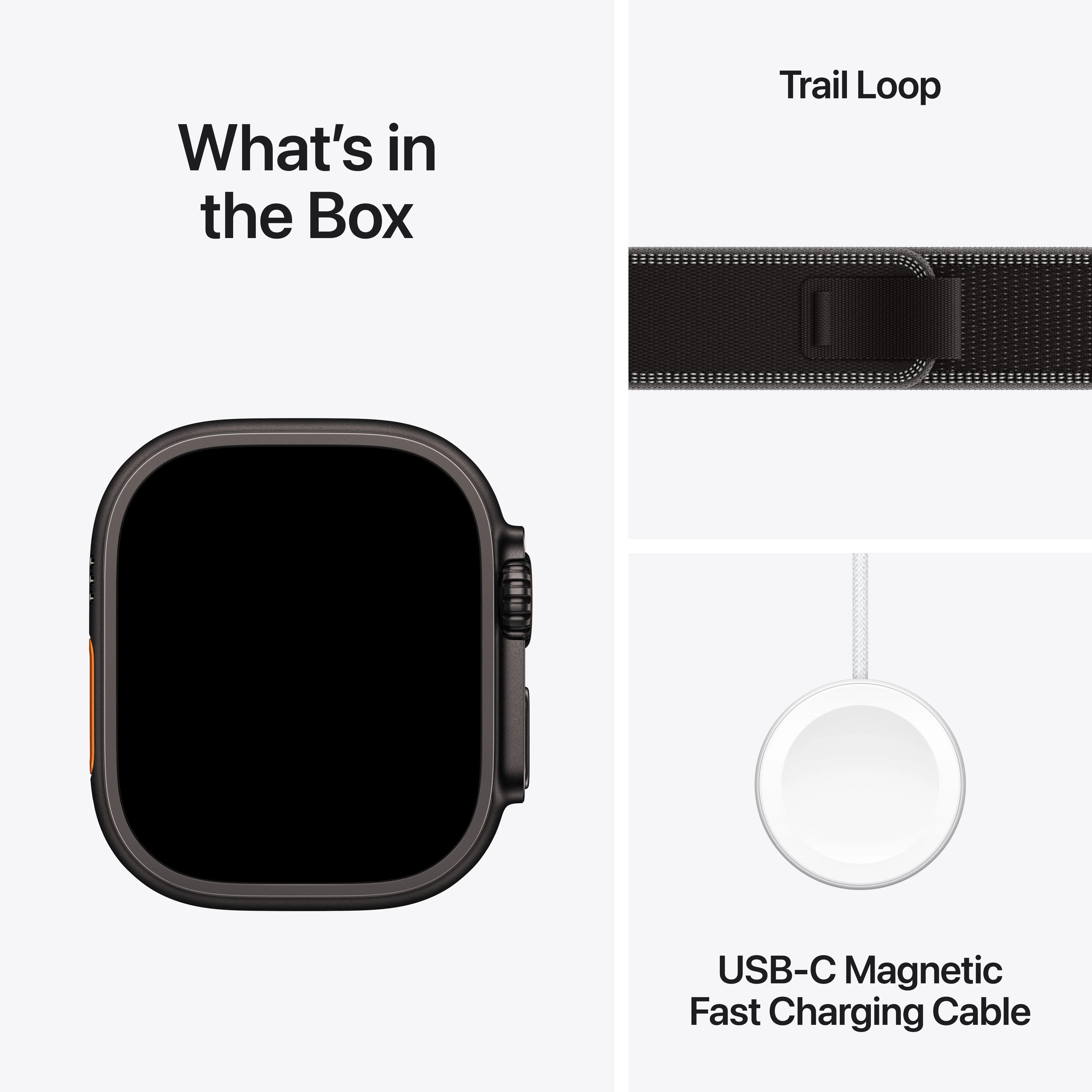 Apple Watch Ultra 3 GPS + Cellular 49mm Black Titanium Case with Black/Charcoal Trail Loop - S/M - Image 8