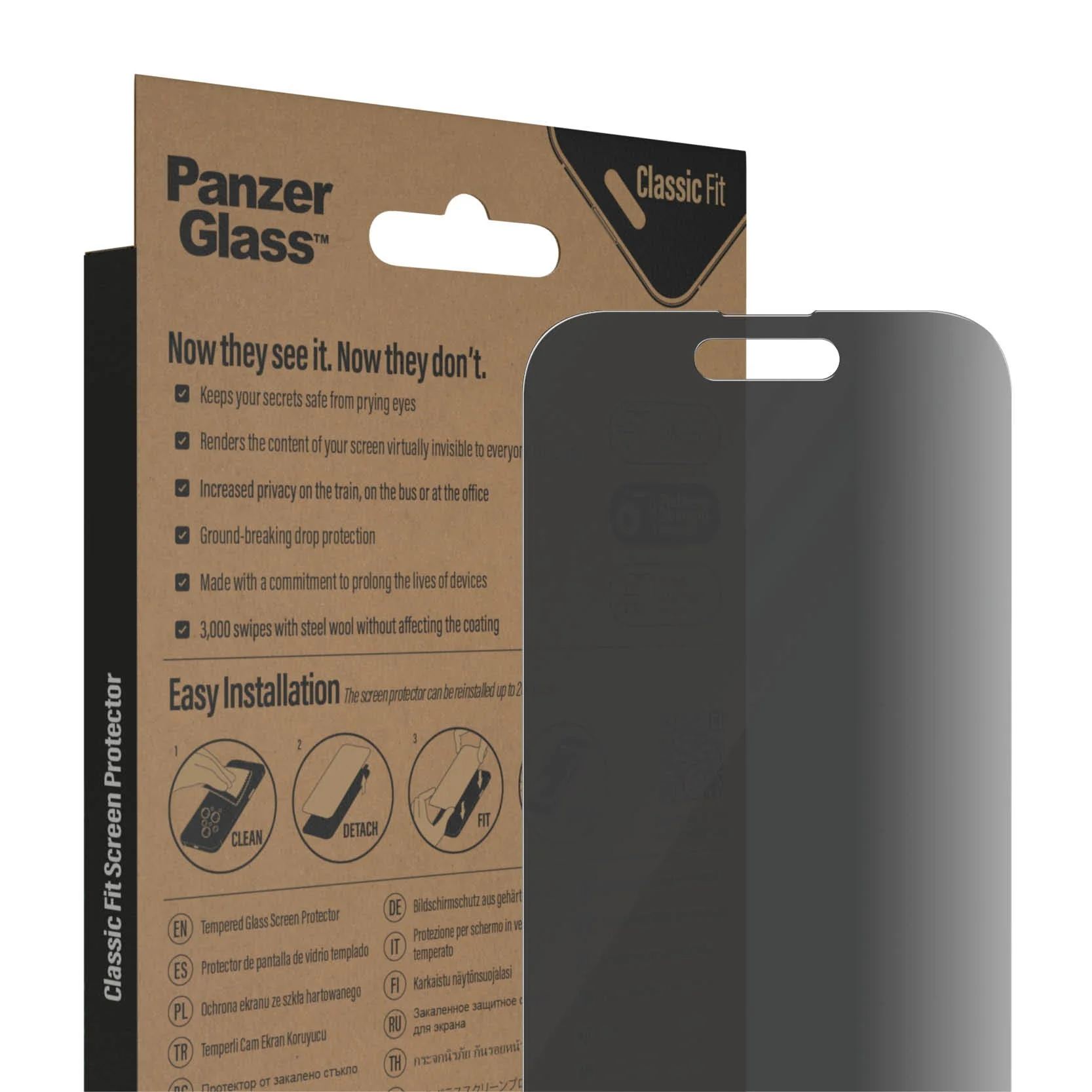 PanzerGlass‚Ѣ Classic Fit Privacy Screen Protector for iPhone 14 Pro - Image 6
