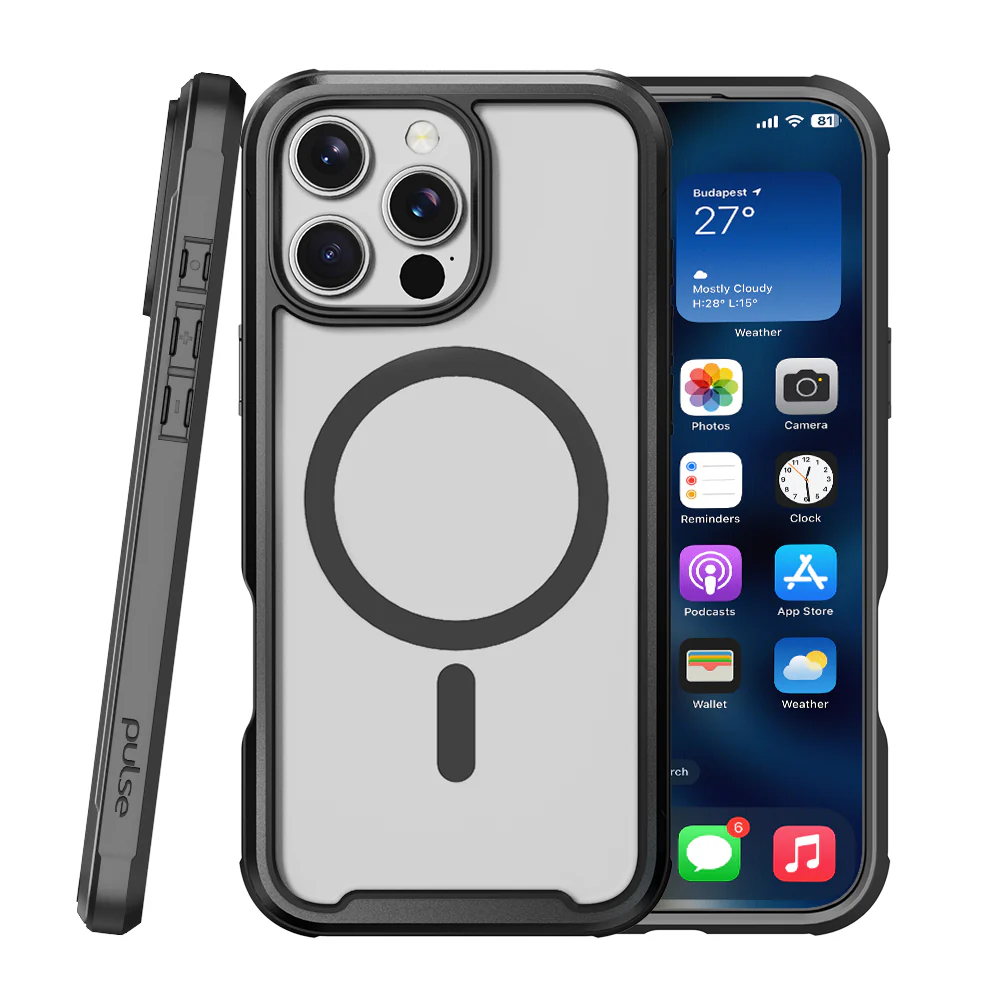 PULSE Aluminium Rugged Magsafe Case for iPhone 16 Plus-Matt Black - Image 3