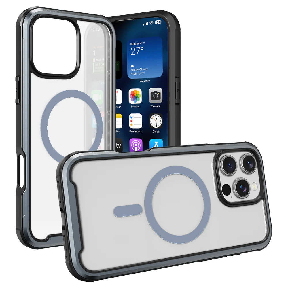 PULSE Aluminium Rugged Magsafe Case for iPhone 16 Pro Max -Matt Grey Blue - Image 2