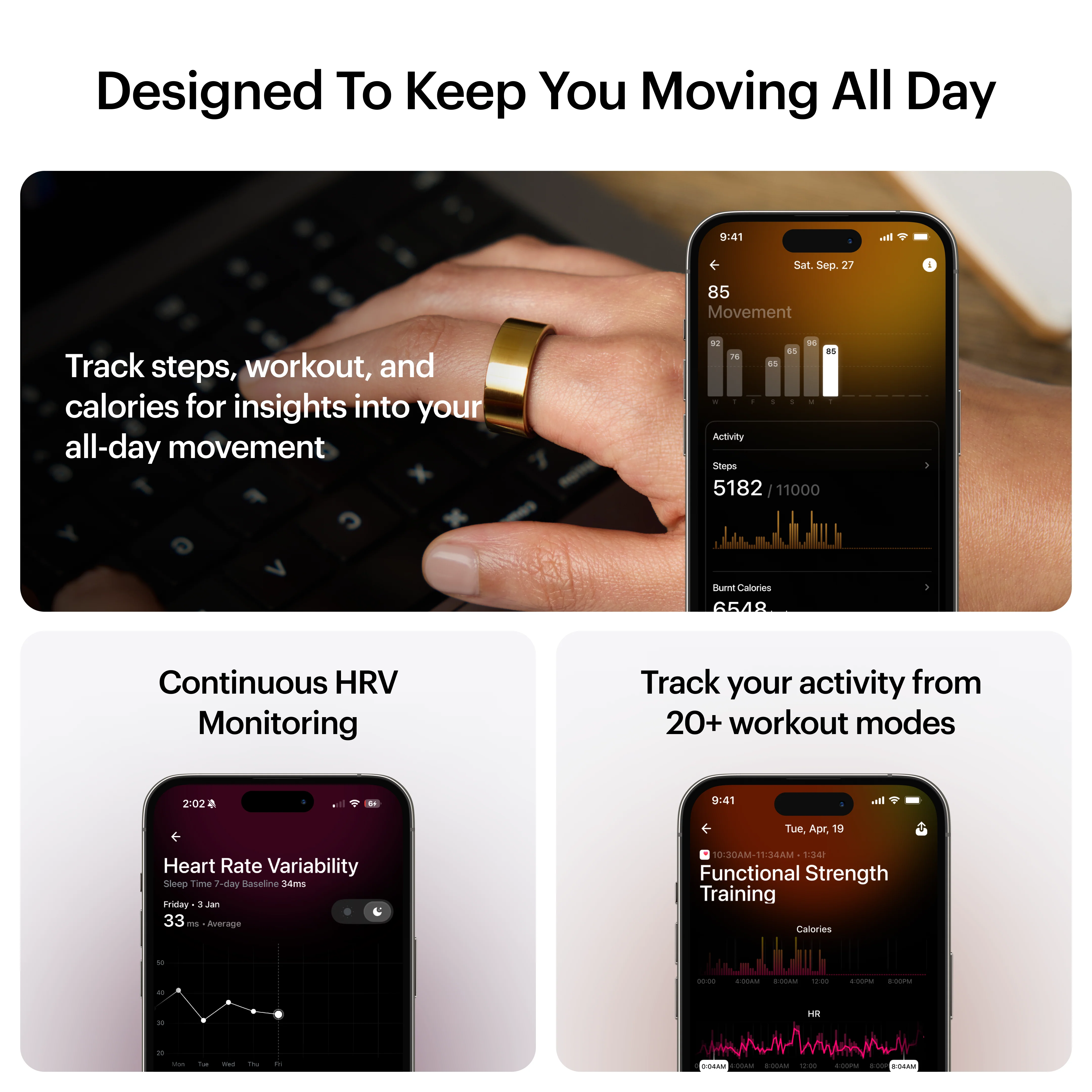 ULTRAHUMAN Ring AIR – Smart Fitness, Sleep & Activity Tracker for Men/Women (Bionic Gold) 14 - Image 6